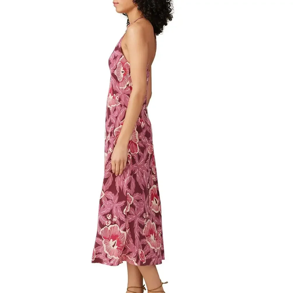 Equipment Pink Silk Midi Slip Dress Size 14 Hawaiian Vacation Designer $425 - Picture 2 of 10